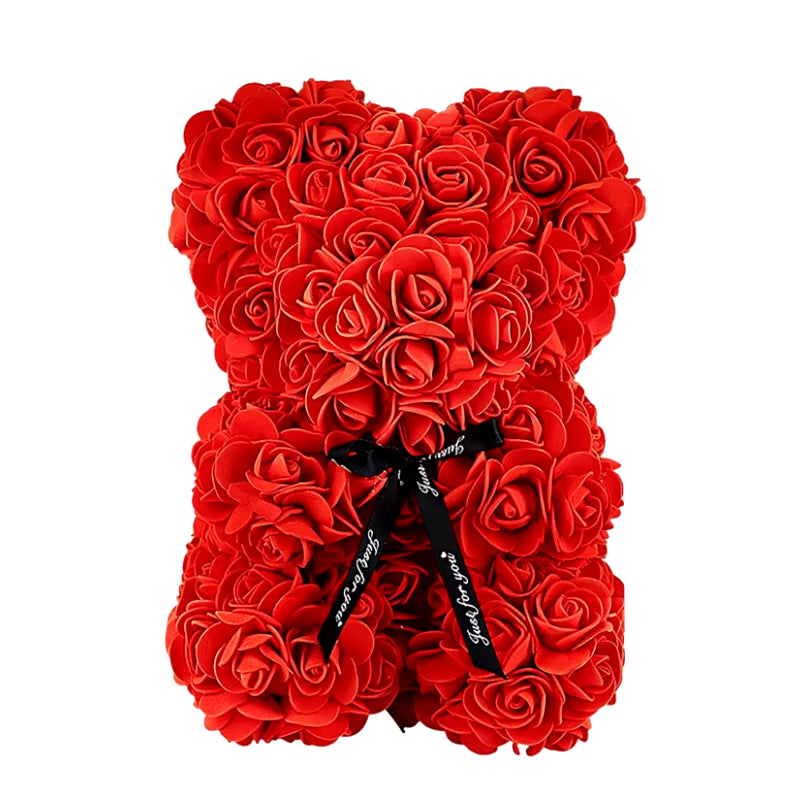 25Cm Artificial Foam Rose Bear