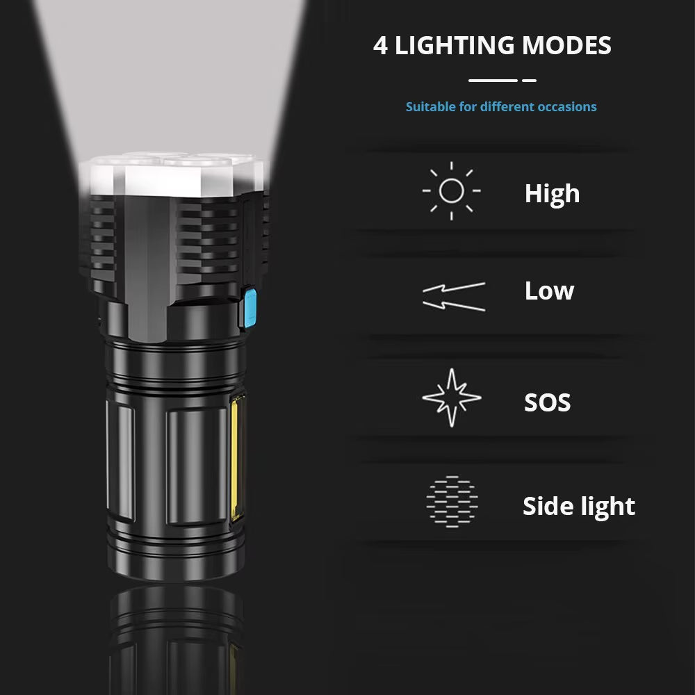 High Power LED Flashlight with 4 Lamp Beads