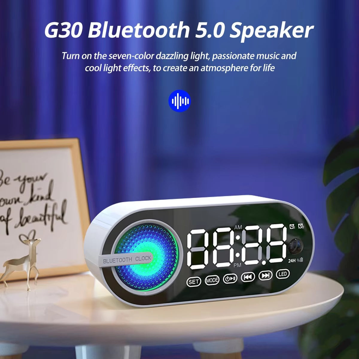 Quiet Wireless Bluetooth Speaker Alarm Clock