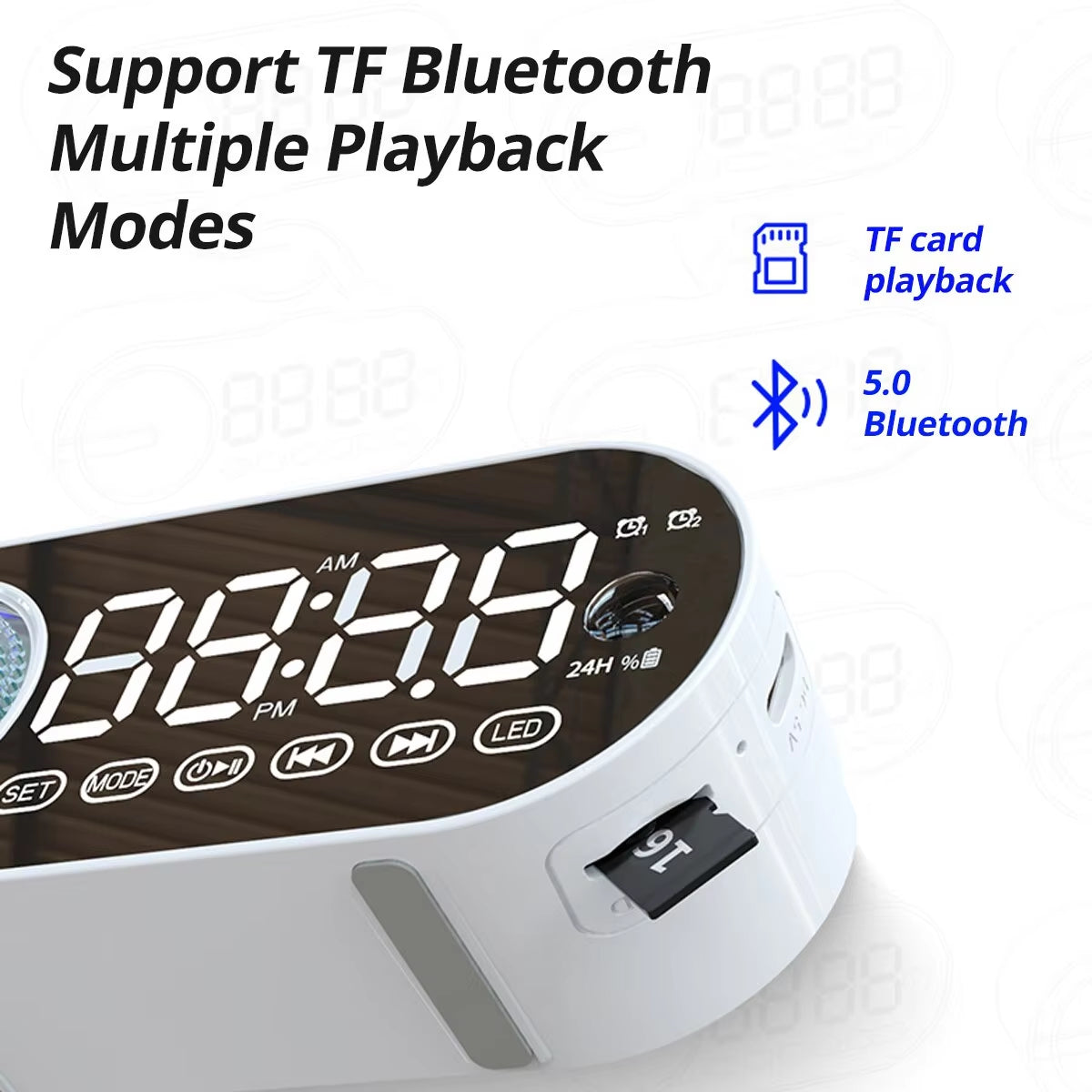Quiet Wireless Bluetooth Speaker Alarm Clock