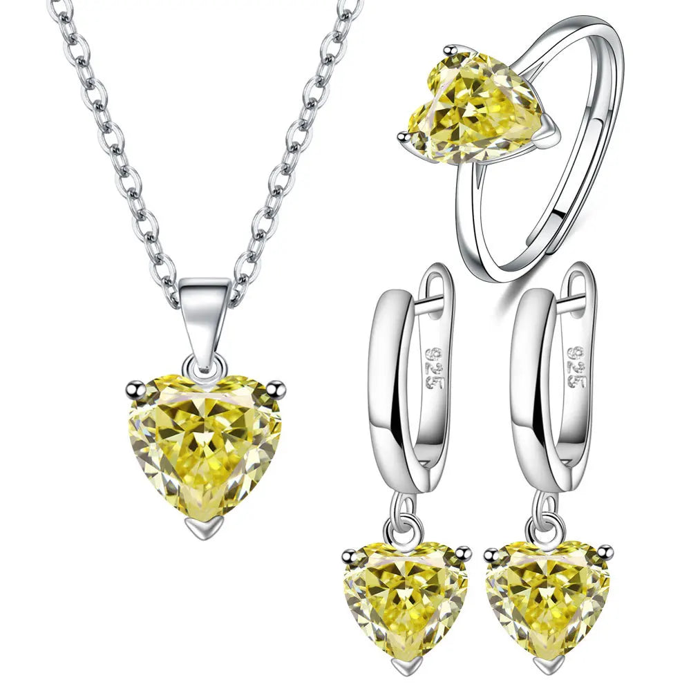Women Sterling Silver Jewelry Heart Sets
