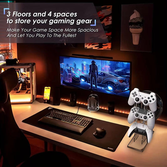 Universal 3-Layer Controller Stand and Headphone Holder