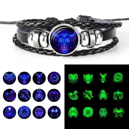 Zodiac Sign Charm Luminous Bracelets