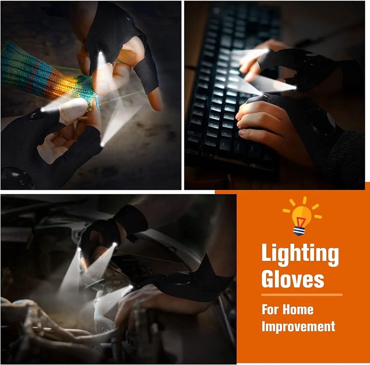 Unisex LED Half Finger Glove