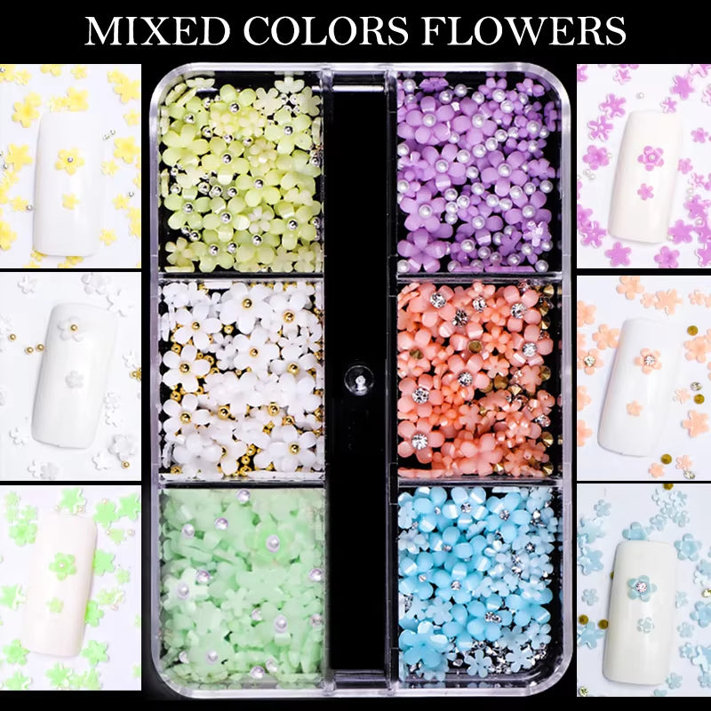 3D Resin Five-Petal Flowers Nail Art Decoration