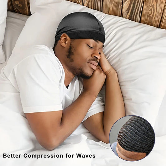 Silky Satin Durag Long Tail Wave Cap – 3PCS Unisex Turban Bonnet