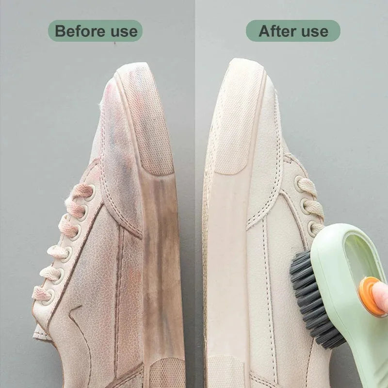 Multifunction Cleaning Shoe Brush Soft Automatic Liquid Shoe Brush Long Handle Clothes Soap Brush with Hook Clean Tool