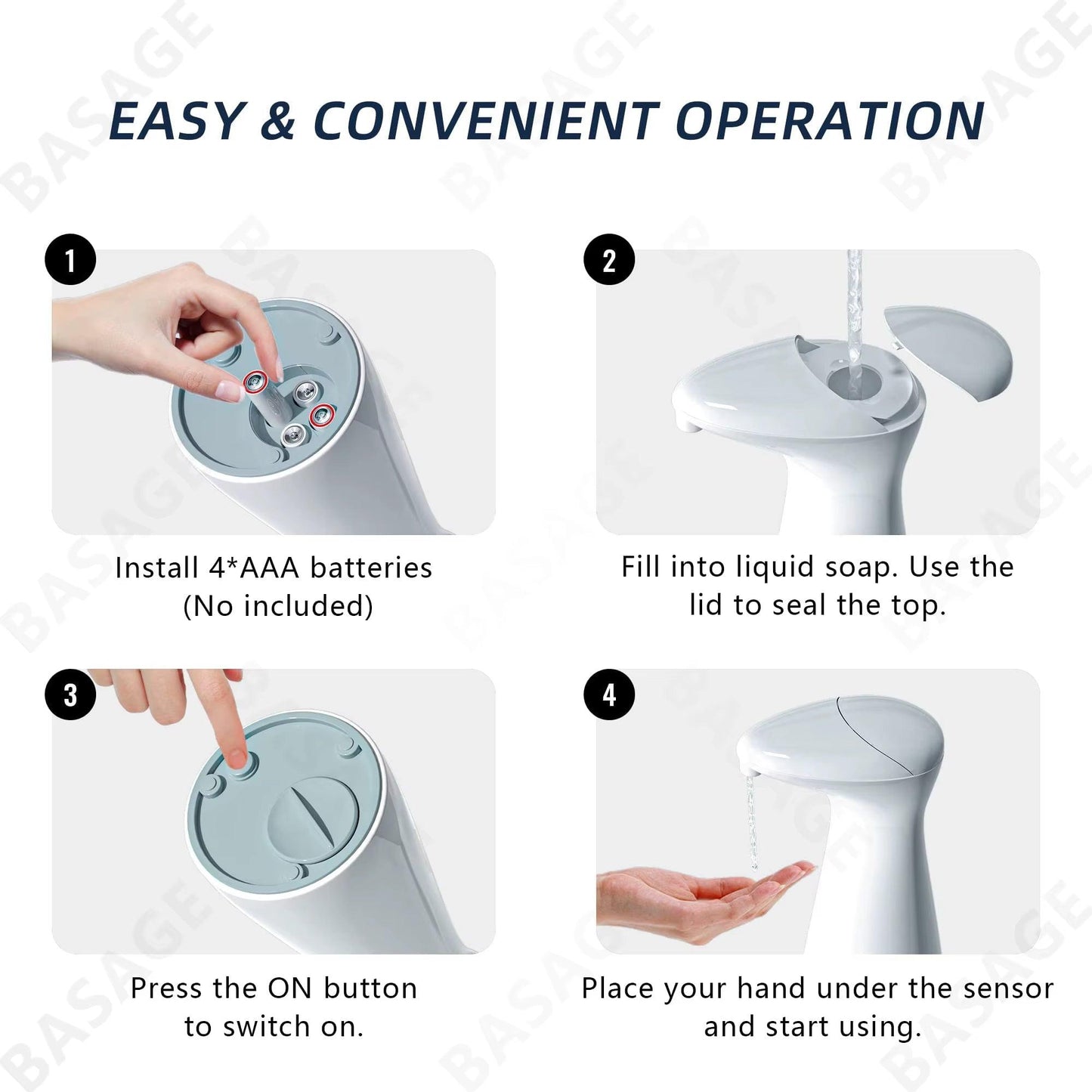 Automatic Sensor Soap Dispenser White High Quality Abs Waterproof Hand Soap Sensor Bathroom Smart Wash Handpiece