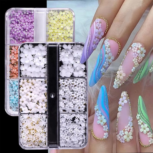 3D Resin Five-Petal Flowers Nail Art Decoration
