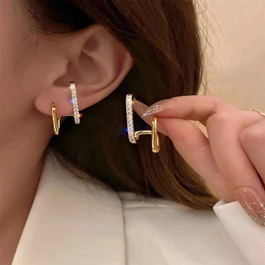 Women Irregular U-Shaped Gold Color Earrings