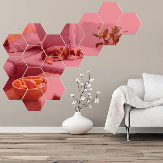 3D Hexagon Mirror Wall Sticker