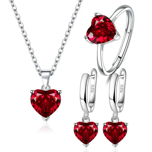 Women Sterling Silver Jewelry Heart Sets