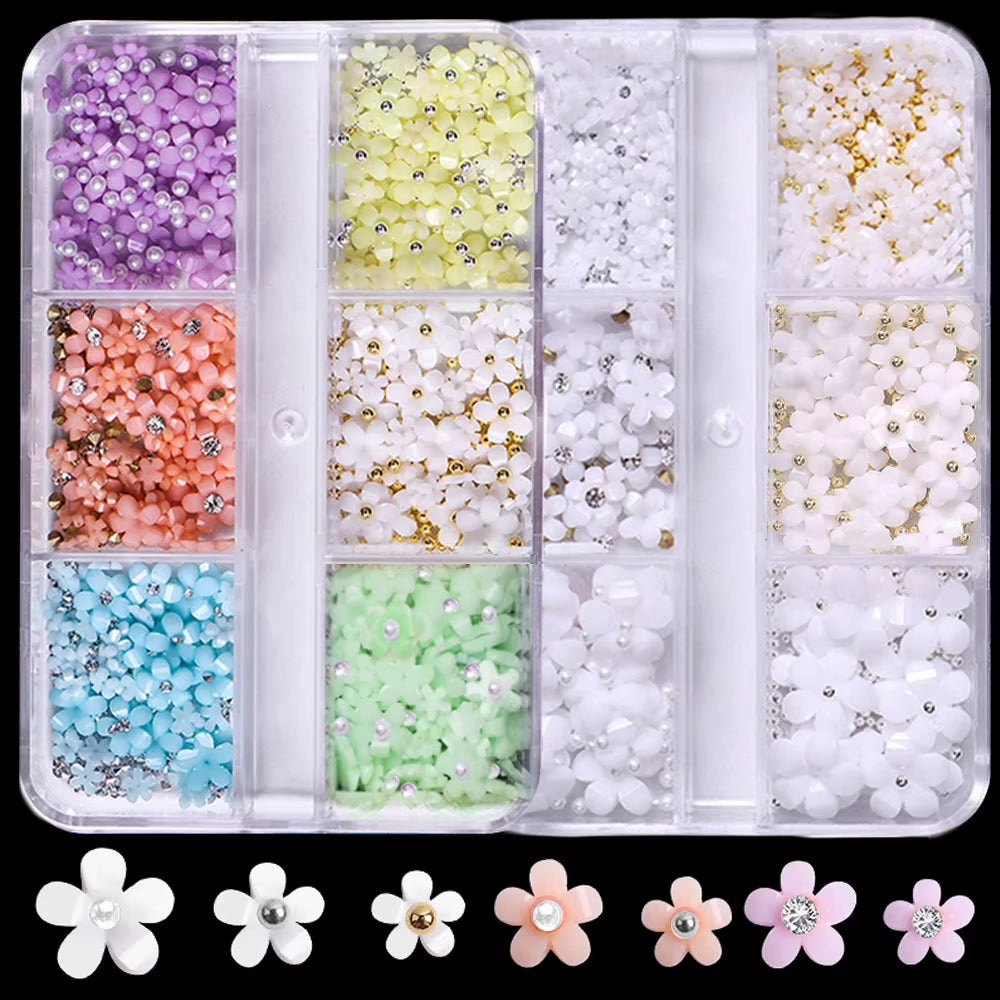 3D Resin Five-Petal Flowers Nail Art Decoration