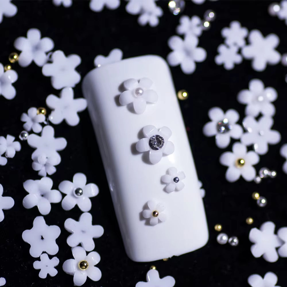 3D Resin Five-Petal Flowers Nail Art Decoration