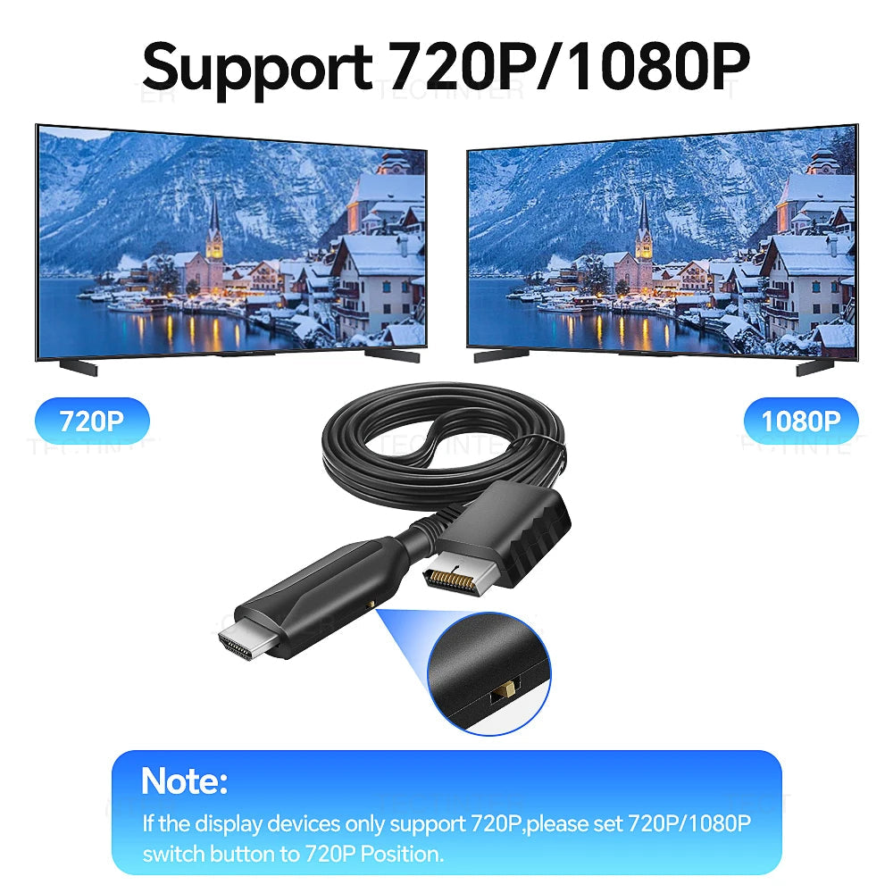 HDMI-Compatible Converter Adapter Supports for PS2/PS1