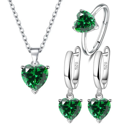 Women Sterling Silver Jewelry Heart Sets