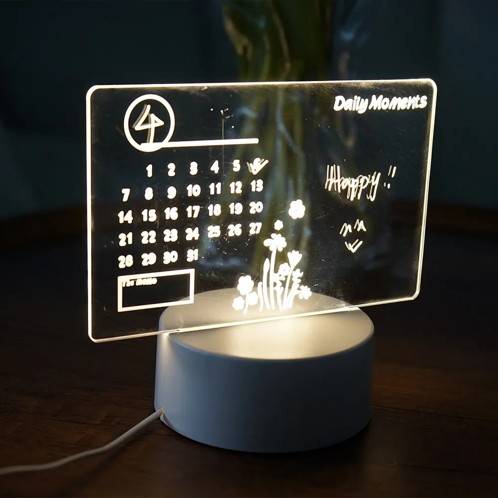 Creative LED Rewritable Note Board Night Light