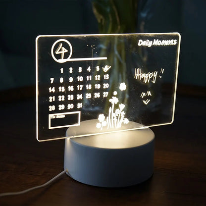 Creative LED Rewritable Note Board Night Light