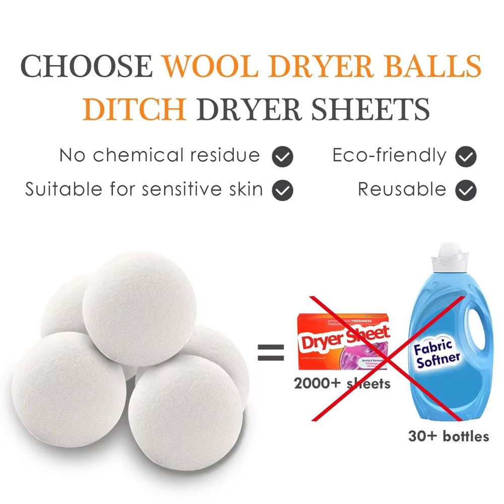 3Pcs Wool Laundry Dryer Reusable Organic Balls