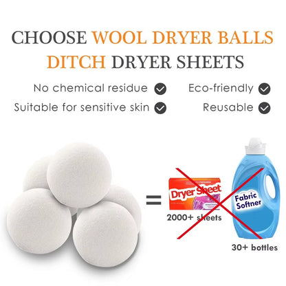 3Pcs Wool Laundry Dryer Reusable Organic Balls