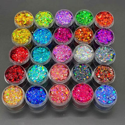24 Colors Holographic Chunky Nail Glitter