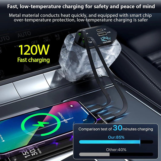 Retractable 4-In-1 Car Phone Charger