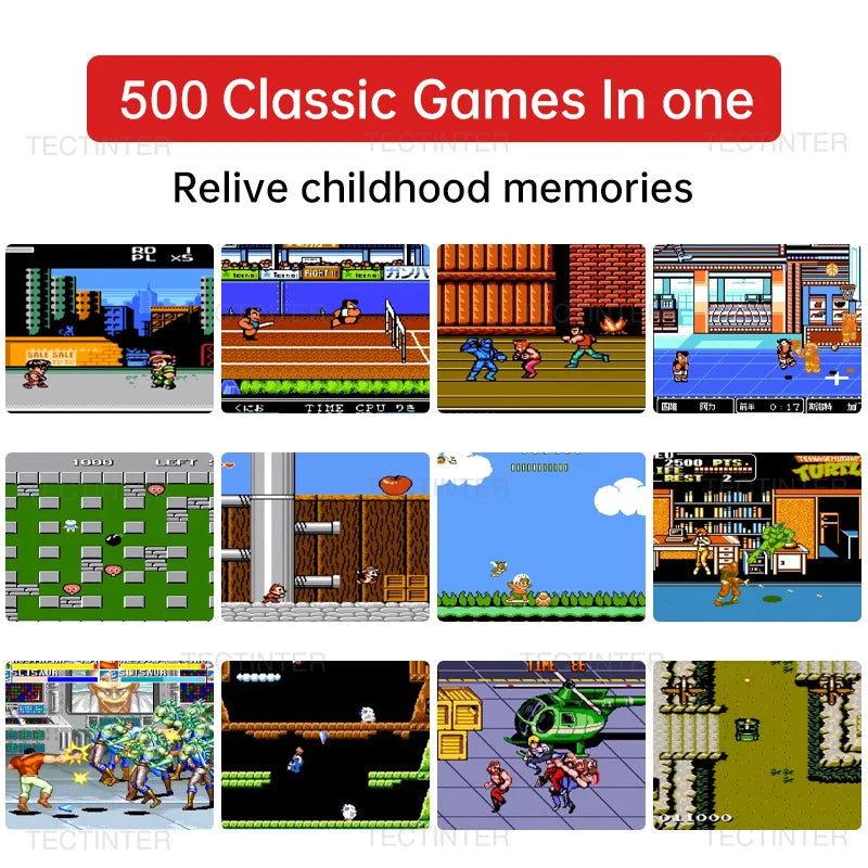 Portable Retro Mini Game Console – 500 Built-in 8-Bit Games, Handheld & TV Output