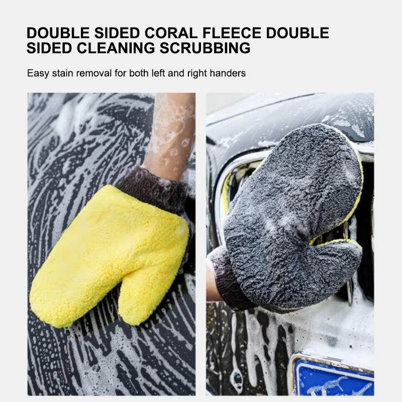 SEAMETAL Car Wash Glove Double-Faced Coral Fleece
