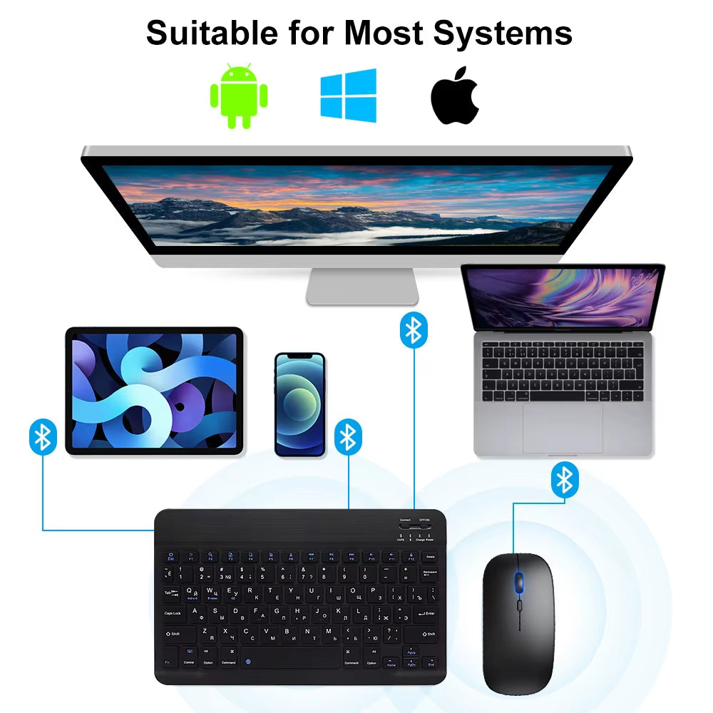 Bluetooth Wireless Keyboard Mouse for IOS Android Windows