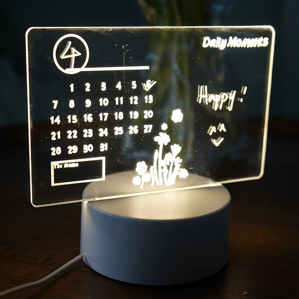 Creative LED Rewritable Note Board Night Light