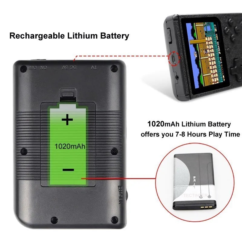 Portable Retro Mini Game Console – 500 Built-in 8-Bit Games, Handheld & TV Output