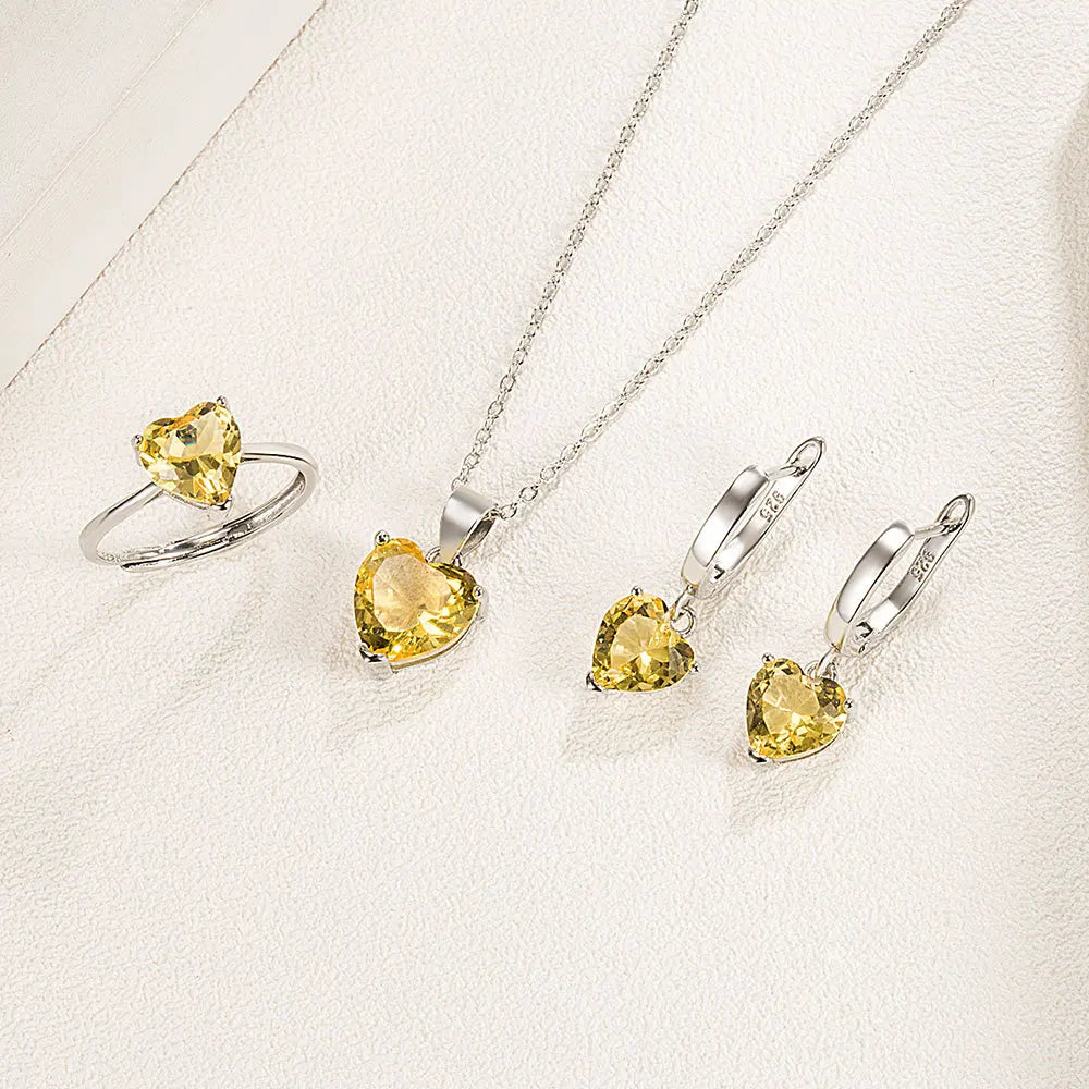 Women Sterling Silver Jewelry Heart Sets
