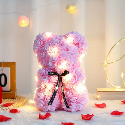 25Cm Artificial Teddy Rose Flower Bear