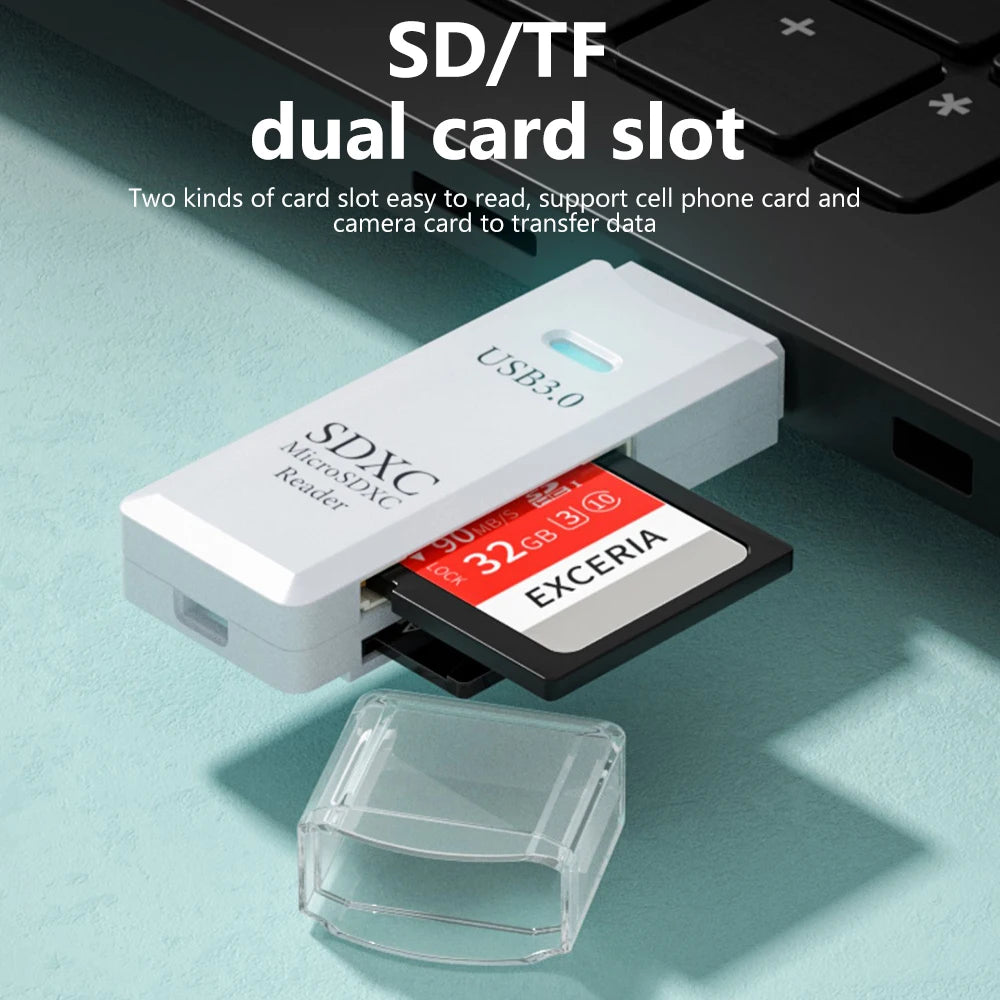 2-in-1 USB 3.0 Card Reader – Micro SD & TF Memory Card Adapter