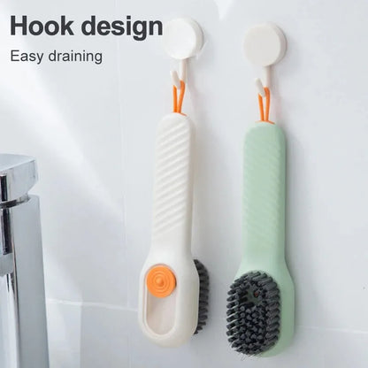 Multifunction Cleaning Shoe Brush Soft Automatic Liquid Shoe Brush Long Handle Clothes Soap Brush with Hook Clean Tool