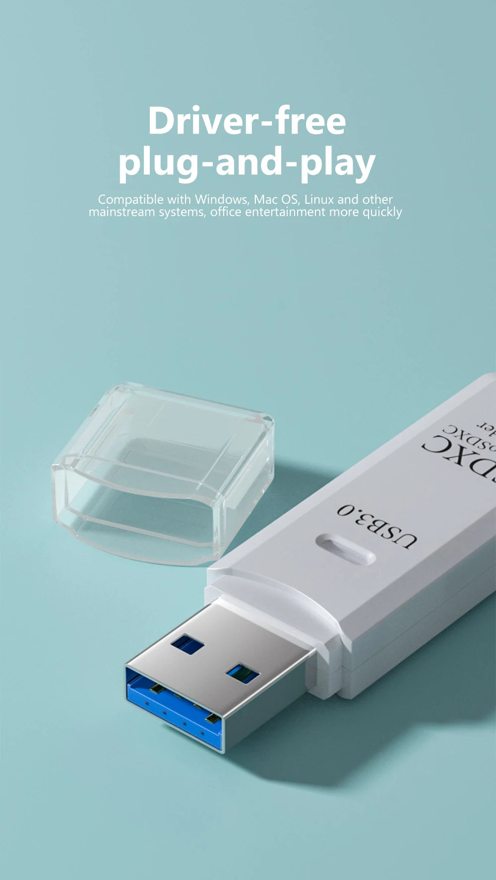 2-in-1 USB 3.0 Card Reader – Micro SD & TF Memory Card Adapter