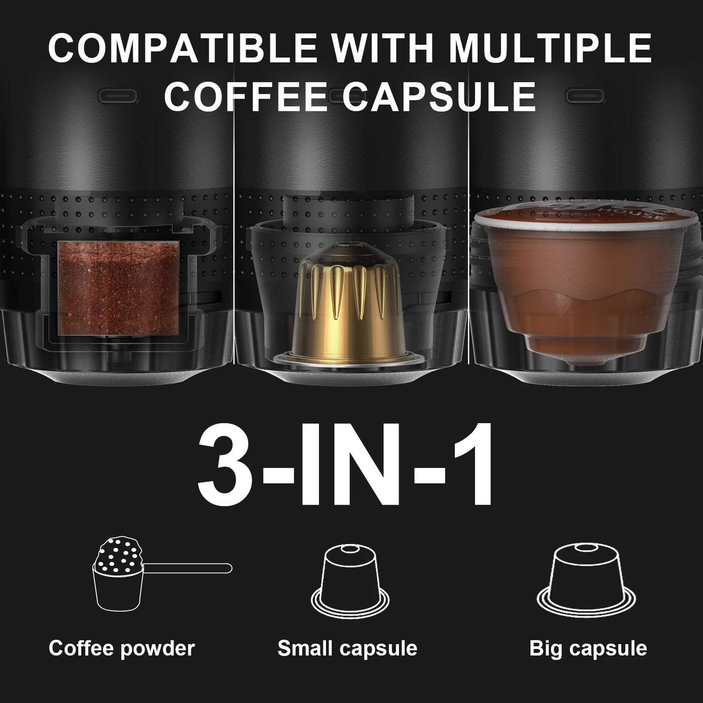 Wireless Electric Portable 3-in-1 Espresso Coffee Machine