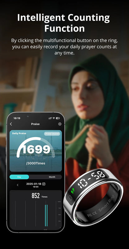 Unisex Smart Ring with Display Screen