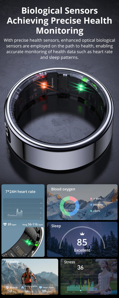 Unisex Smart Ring with Display Screen