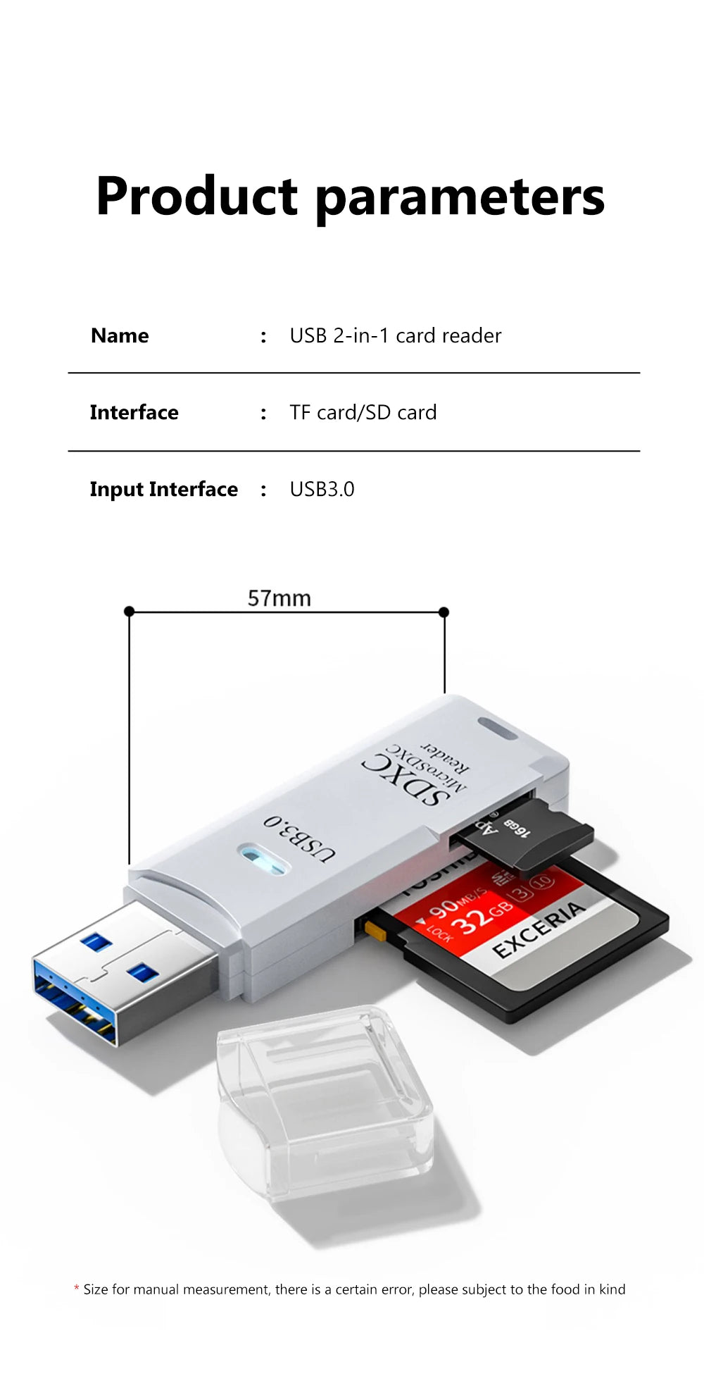 2-in-1 USB 3.0 Card Reader – Micro SD & TF Memory Card Adapter