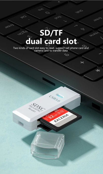 2-in-1 USB 3.0 Card Reader – Micro SD & TF Memory Card Adapter