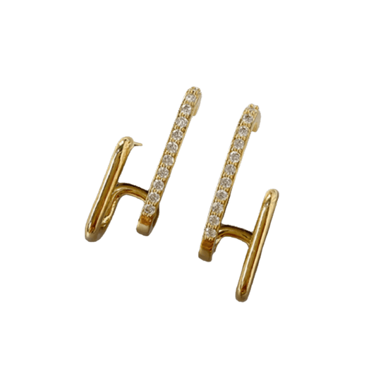 Women Irregular U-Shaped Gold Color Earrings