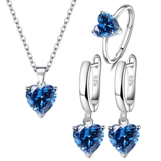 Women Sterling Silver Jewelry Heart Sets