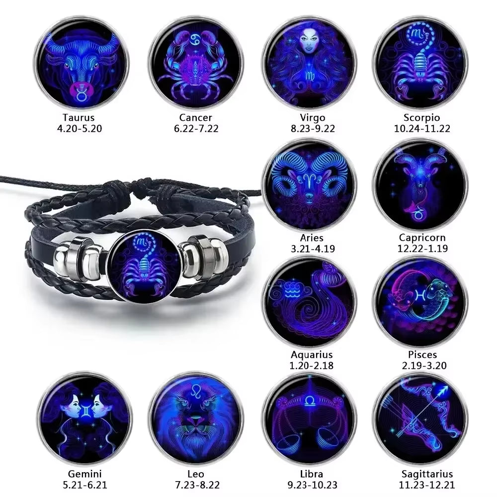 Zodiac Sign Charm Luminous Bracelets