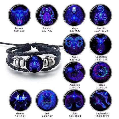 Zodiac Sign Charm Luminous Bracelets