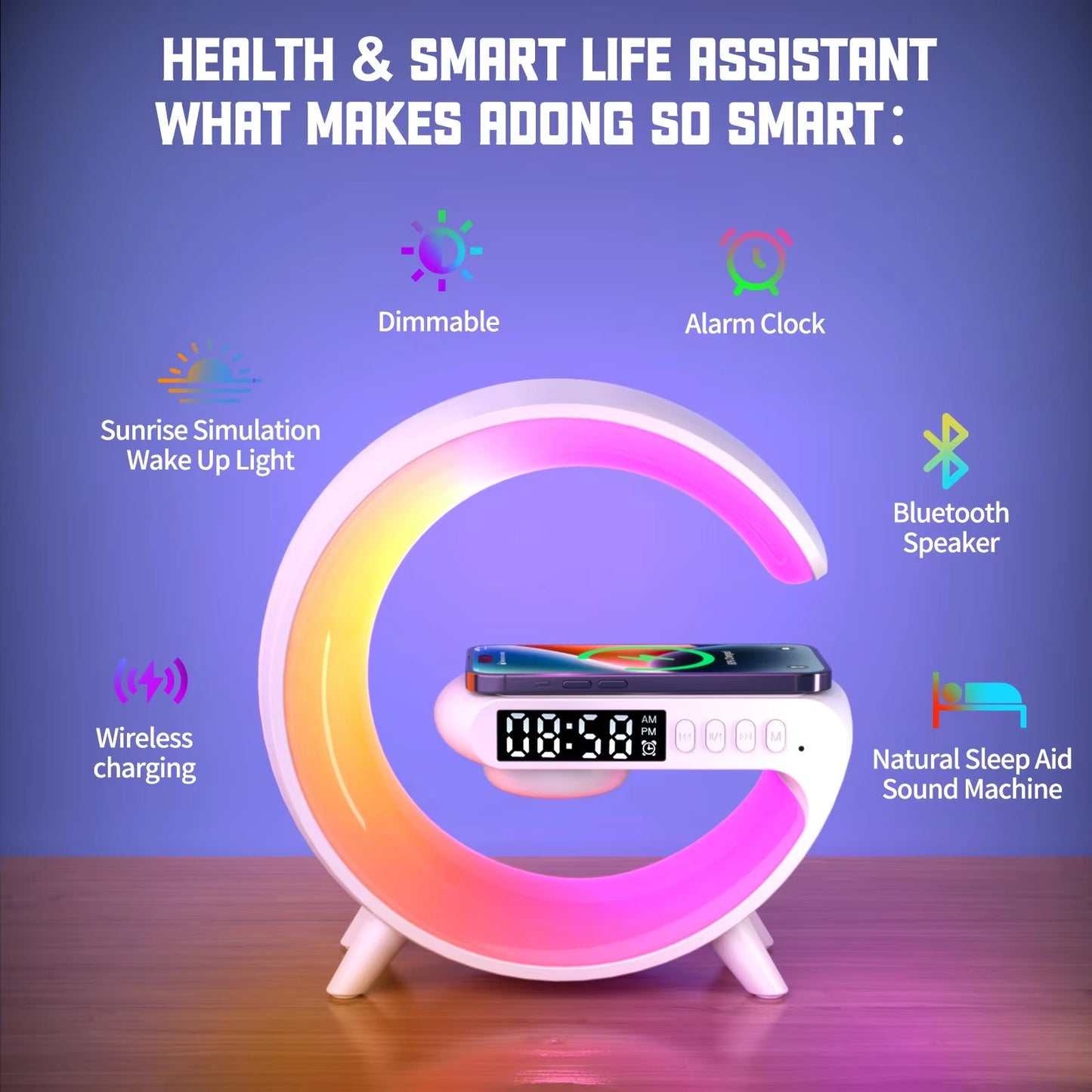 LED Smart Wake up Light/RGB Night Light with Wireless Speaker
