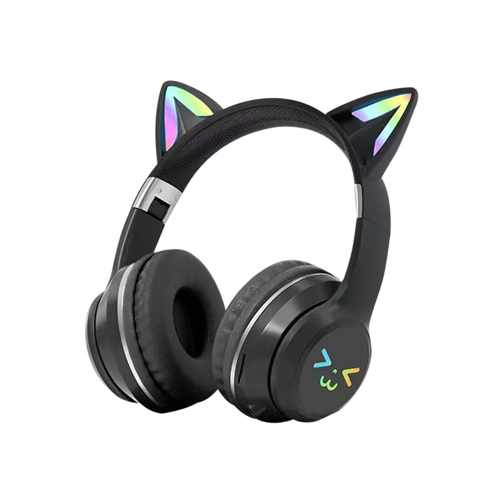 Gradient Wireless Headphones RGB Cute Cat Ear Bluetooth Earphones with Microphone