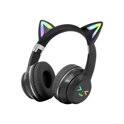 Gradient Wireless Headphones RGB Cute Cat Ear Bluetooth Earphones with Microphone