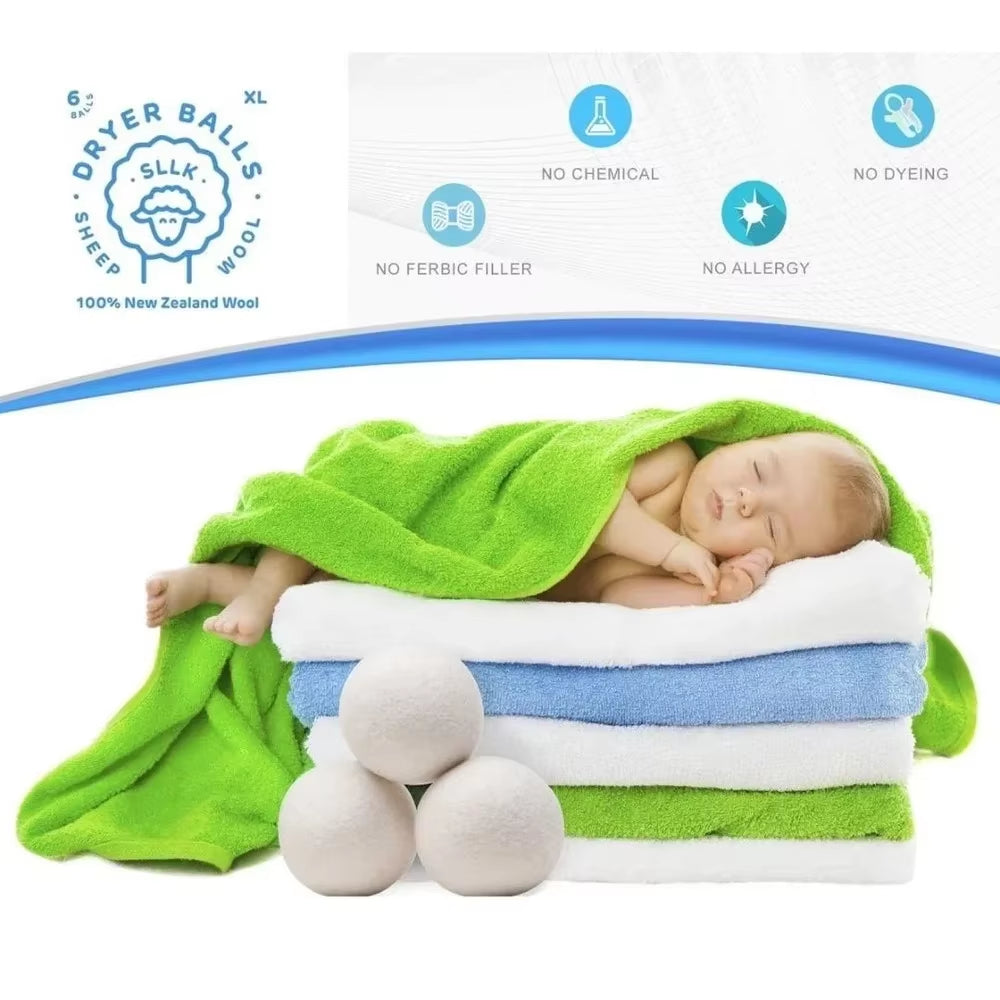 3Pcs Wool Laundry Dryer Reusable Organic Balls