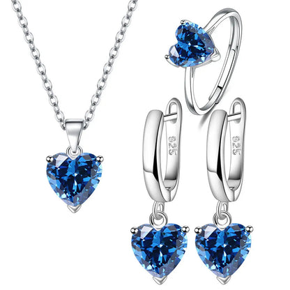 Women Sterling Silver Jewelry Heart Sets